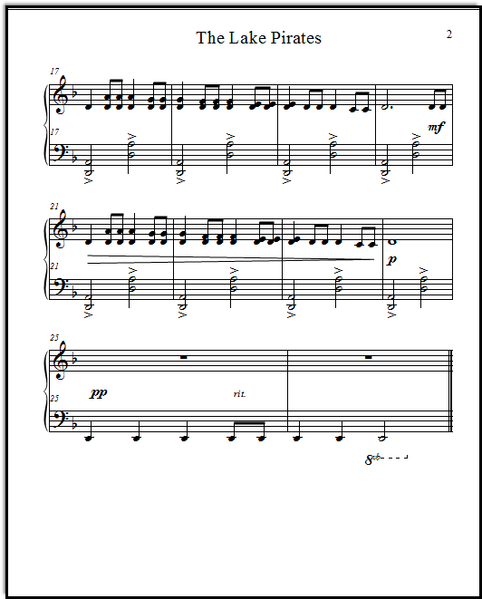 The Lake Pirates in Dm, for beginning piano players.