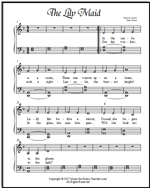 The Lady of Shalott song for piano