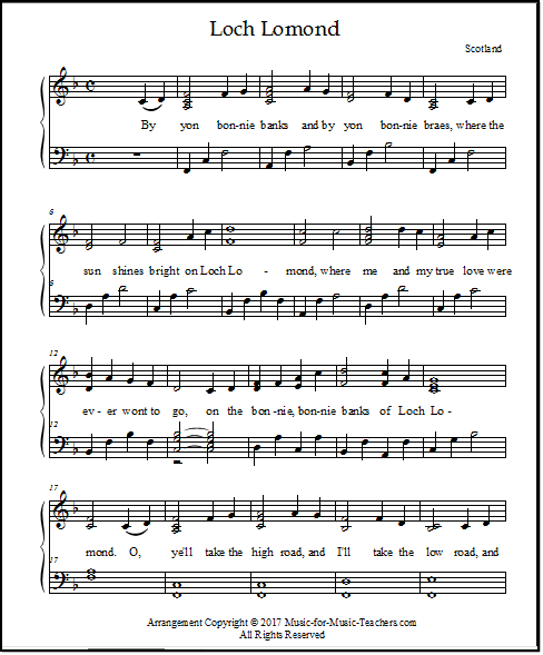 Sheet music of Scotland Loch Lomond