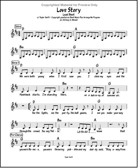 Taylor Swift sheet music Love Story