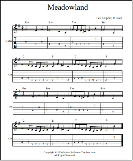 Guitar tabs Meadowland