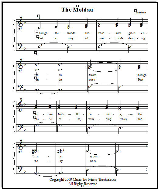 Easy version of The Moldau piano music