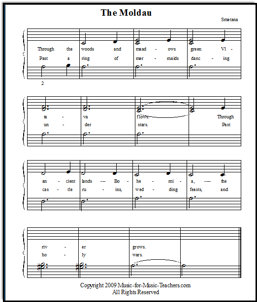 Moldau for easy piano