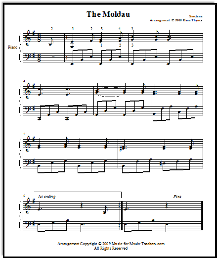 The Moldau - a piano arrangement of the symphony piece