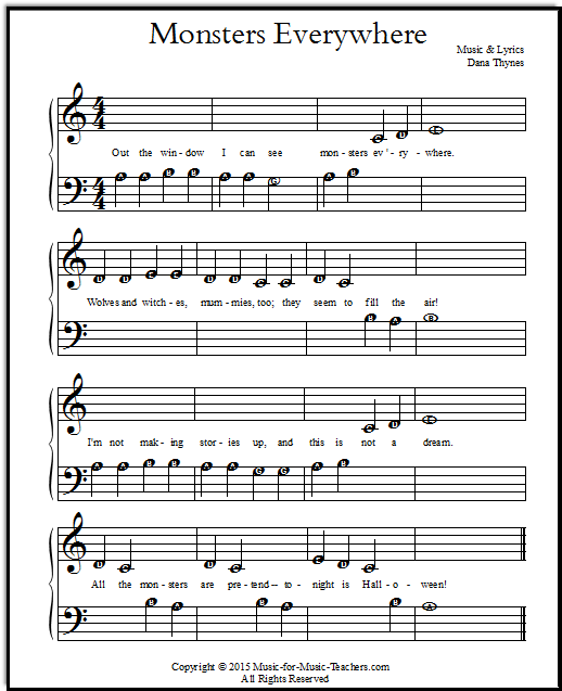 Monster song with letters in the notes