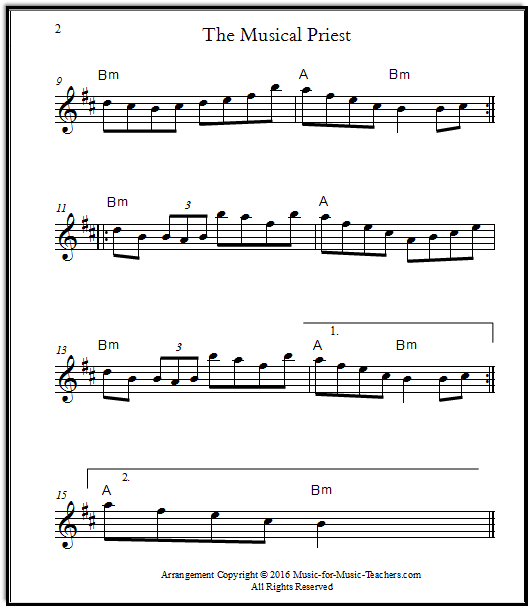 Violin fiddle tab for Irish Reel Musical Priest