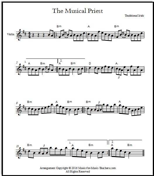 Free fiddle sheet music "Musical Priest"