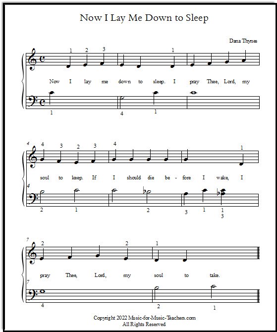 Now I Lay Me Down to Sleep for piano