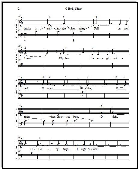 Oh Holy Night easy piano arrangement Christmas, for piano duet or solo