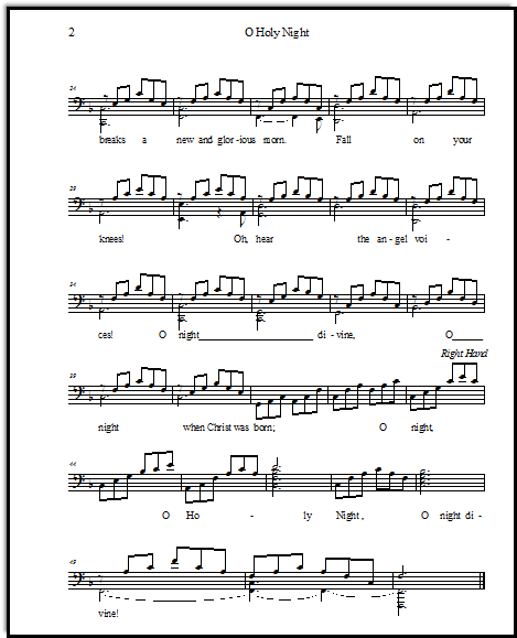 Duet chords for Christmas music O Holy Night secondo