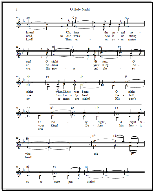 Page two of O Holy Night for singing duet