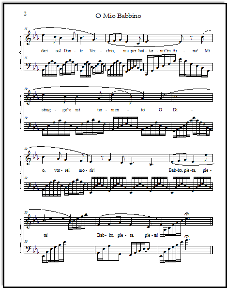 O mio babbino caro from Gianni Schicchi, a simplified accompaniment