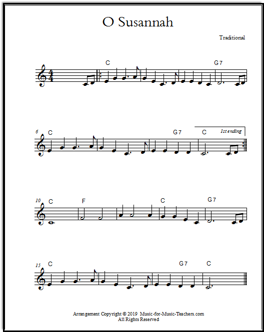Guitar duet of O Susannah, page 1