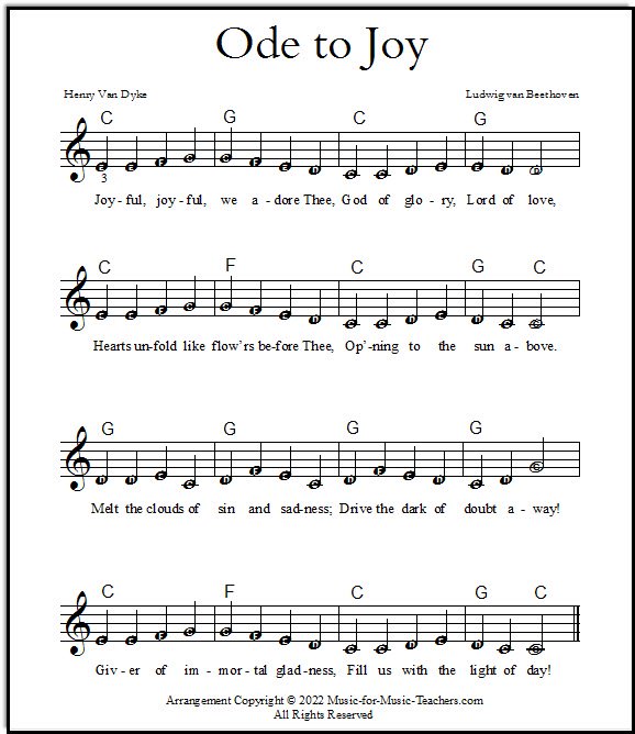 Ode to Joy piano sheet music EASY