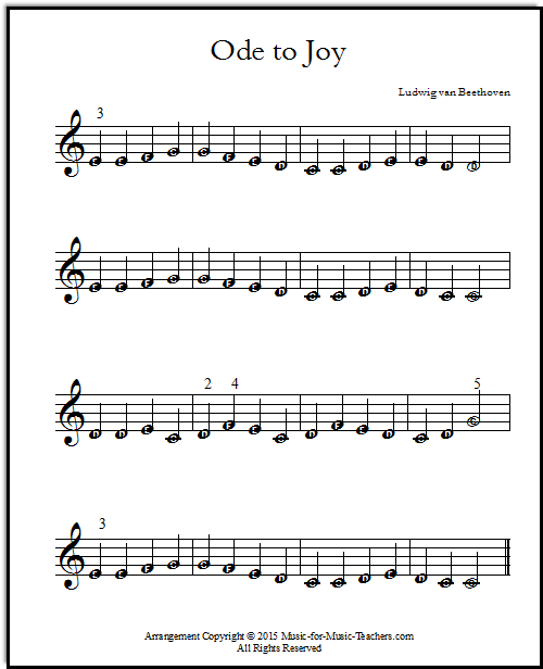Ode to Joy piano sheet music for beginners