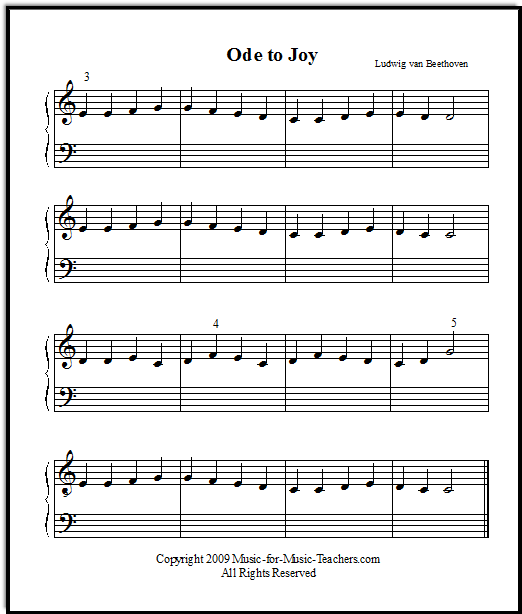 Beginner piano music Ode to Joy