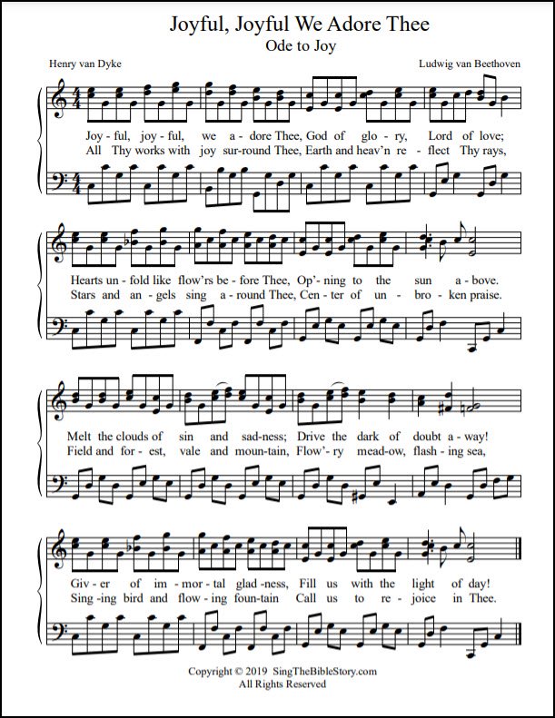 Ode to Joy church sheet music fancy arrangement