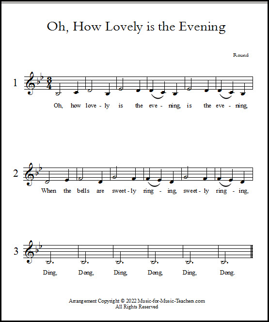 Sheet music for Oh How Lovely is the Evening