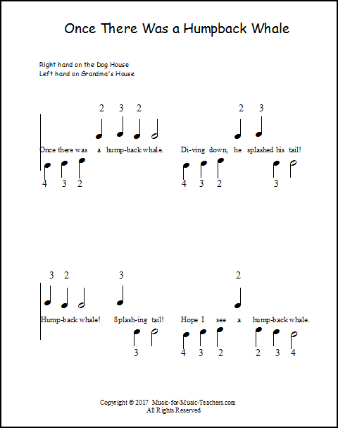 Humpback Whale song for beginning piano