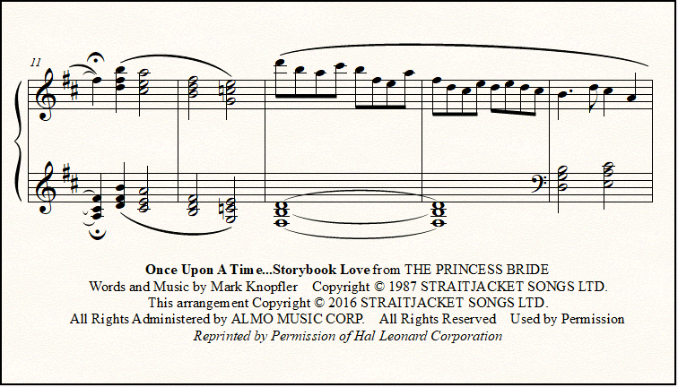 Closeup look at "The Princess Bride" piano music