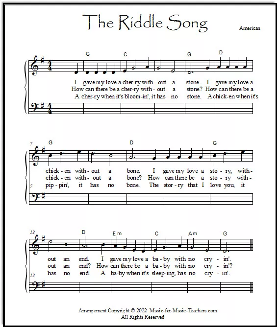 Piano music for singing