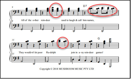 Secondo accompaniment sheet music on piano