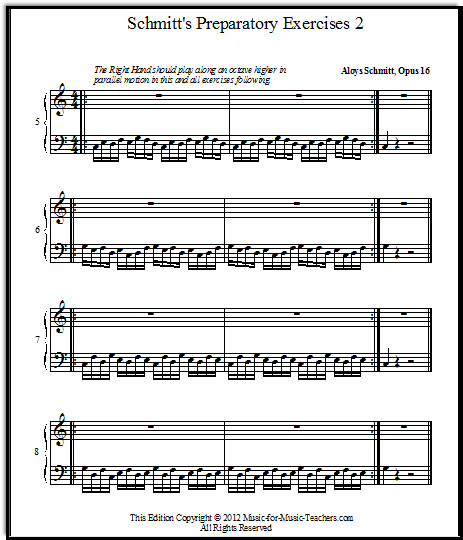 piano sheets for beginners, Schmitt exercises