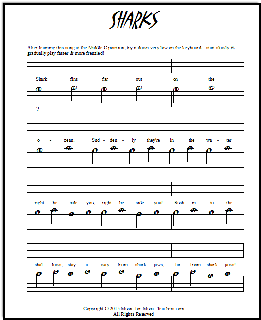 The Jaws theme song - or what sounds a lot like it! Piano sheet music for beginners.