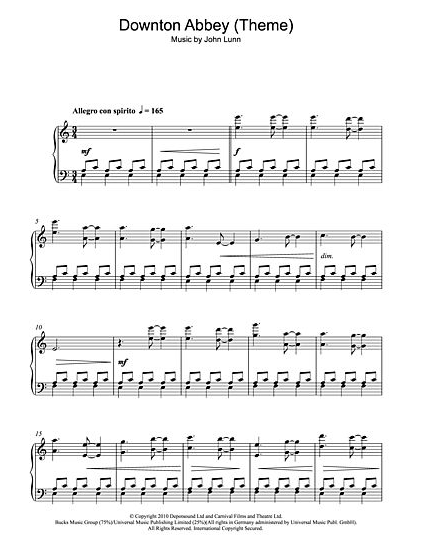 Downton Abbey sheetmusic download