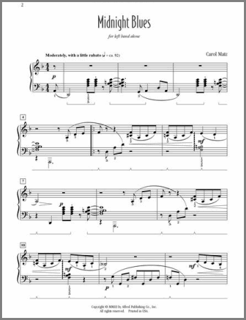 Left hand alone intermediate music Midnight Blues