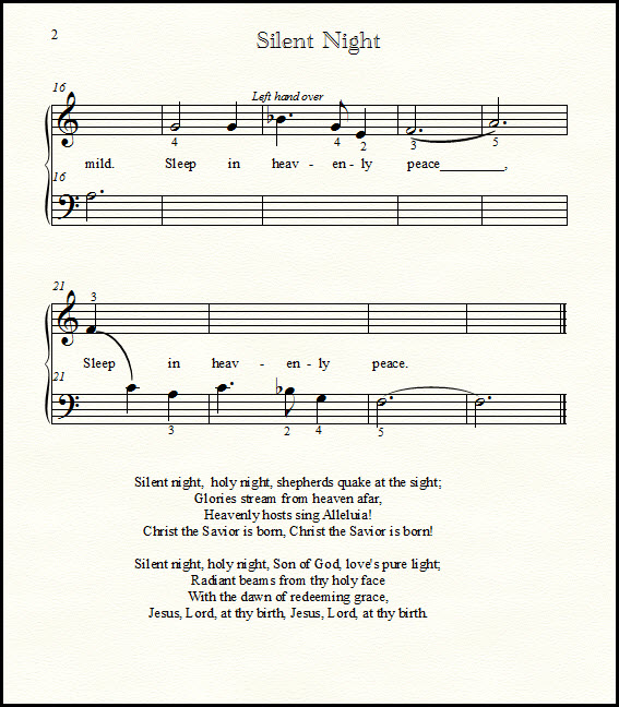 Piano sheet music Silent Night