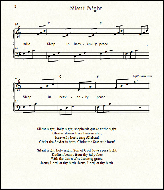 Sheet music for piano duet Silent Night