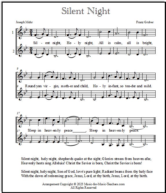 Vocal duet sheet music for Silent Night