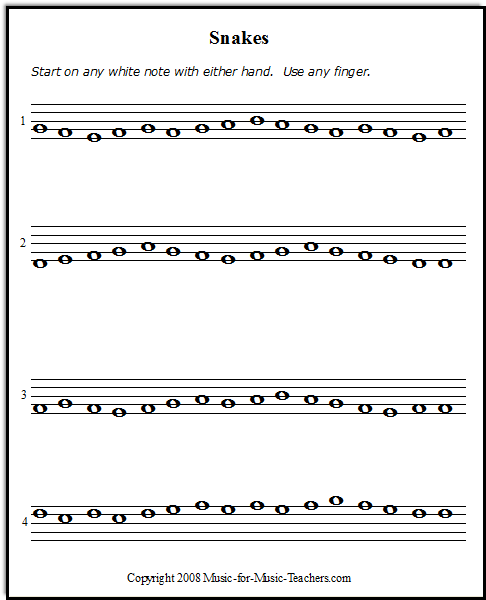 "Snakes" note-reading sheet - follow the notes up and down!