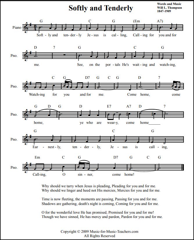 Lead sheet hymn