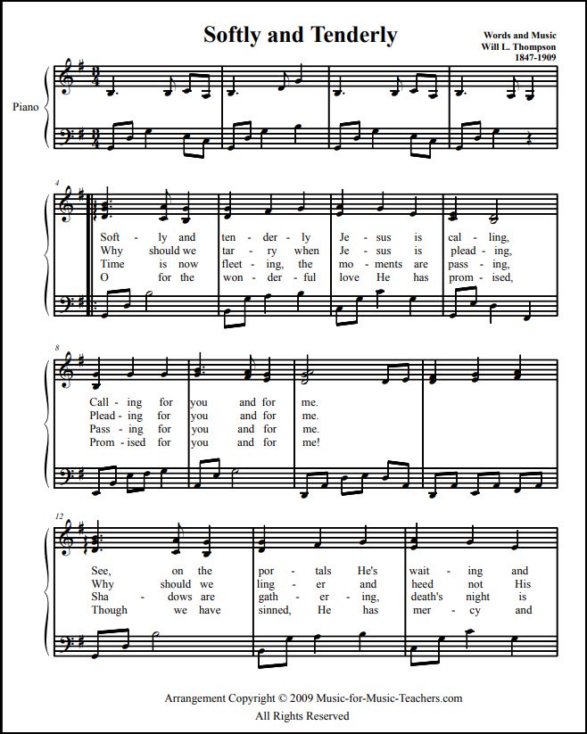 Softly & Tenderly hymn