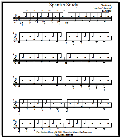 Spanish study for guitar free sheet music