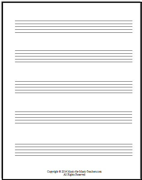 Blank staff paper to use with music students