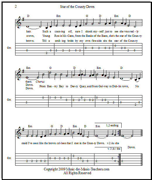 Celtic music with guitar tabs