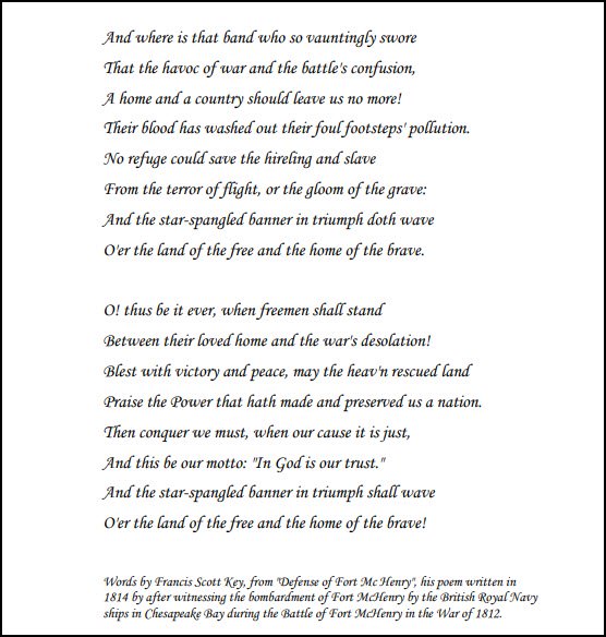 Star Spangled Banner lyrics