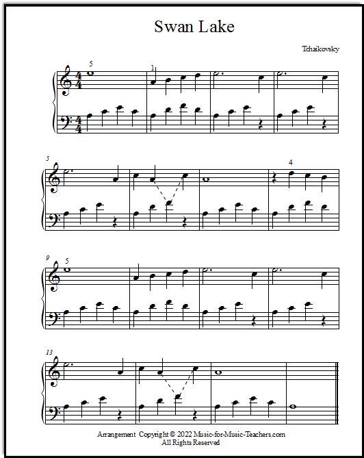 Diez años marxista Meseta Easy Piano Sheet Music Swan Lake -Beginners & Intermediate Pianists!
