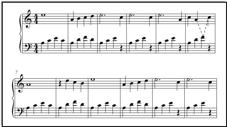 A closeup look at piano arrangement for late elementary piano, Swan Lake