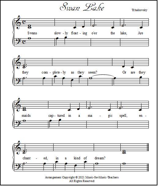 Easy Piano Sheet Music Swan Lake Beginners Intermediate Pianists Easy Piano Sheet Music Swan Lake Beginners Intermediate Pianists