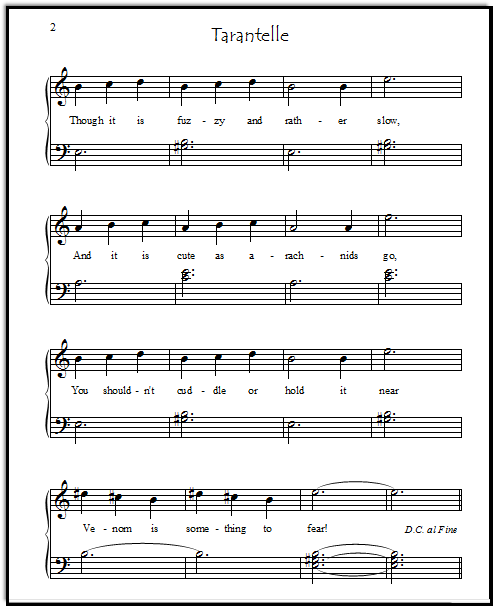 Piano solo Tarantelle for elementary piano