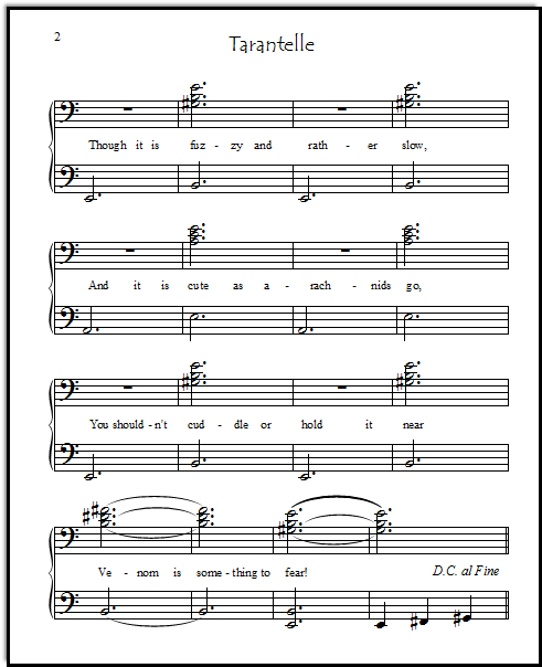 Duet secondo for Tarantelle folk song for beginning piano