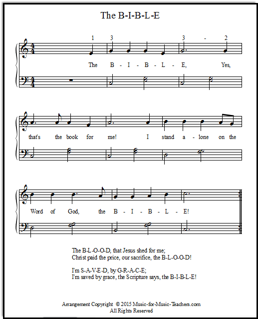 Sunday School songs free download sheet music