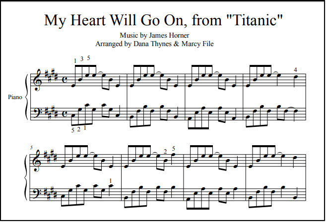 Titanic Music Beginning To Intermediate Piano