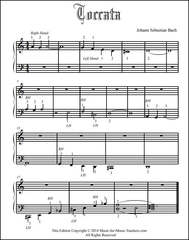 Bach Toccata for easy piano