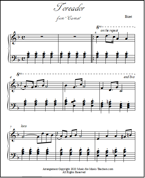 Piano sheet music Toreador March