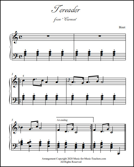 Toreador music for piano
